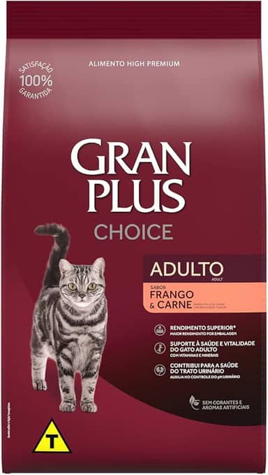 GranPlus Choice - Ração para Gatos Adultos Frango e Carne, 10.1 kg (Pacote de 1), Roxo