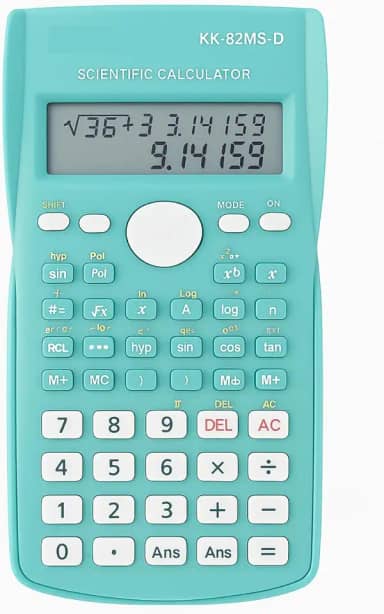 Calculadora Cientifica 82ms 240 Funções display 2 linhas com capa protetora Verde Estudante Faculdade Engenharia