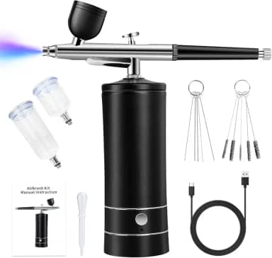 Kit de aerógrafo compressor de aerógrafo sem fio recarregável, alta pressão 30PSI, pistola de aerógrafo portátil portátil, conjunto de escova de ar sem fio para pintura de modelo, maquiagem