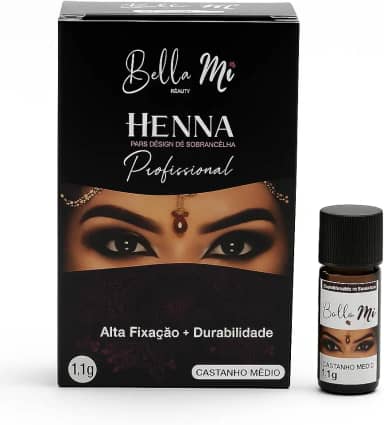 Henna para Sobrancelhas Bella Mi – Definição, Preenchimento e Durabilidade Profissional (Castanho Médio)