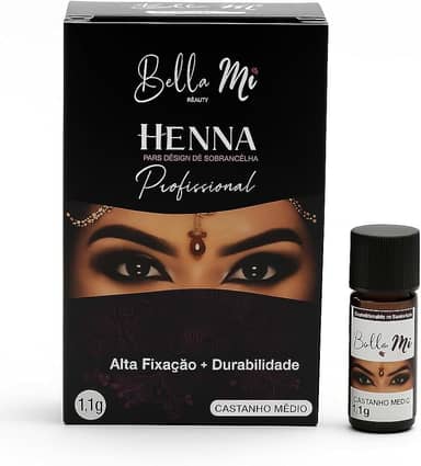 Henna para Sobrancelhas Bella Mi – Definição, Preenchimento e Durabilidade Profissional (Castanho Médio)