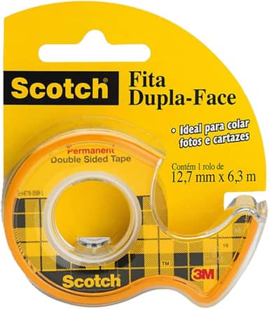 Scotch, 3M, Fita Dupla-Face Com Suporte, 12, 7mm x 6, 35m