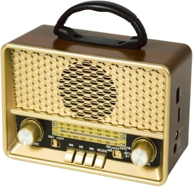 Rádio Retrô Vintage com Bluetooth, AM/FM/SW, USB, Auxiliar P2 e Bateria Recarregável - Estilo Vintage com Funcionalidades Modernas