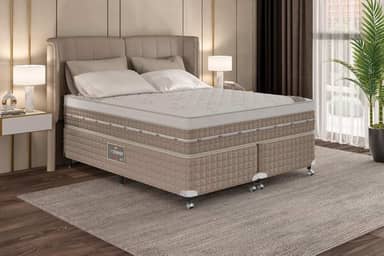 Cama Box + Colchão Castor Queen Premium One Face Tecnopedic 158x198x57cm