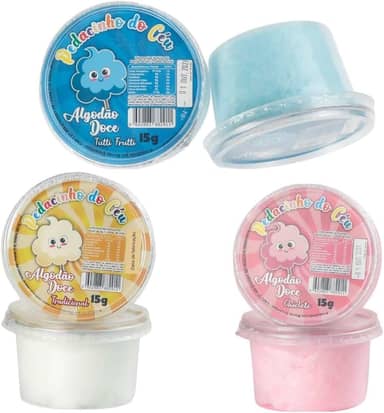 kit 15uni Algodão Doce no Pote para Lembrancinha, festa e decoração soboroso e encandador (Sortidos 5 az 5 Rs 5 Br)