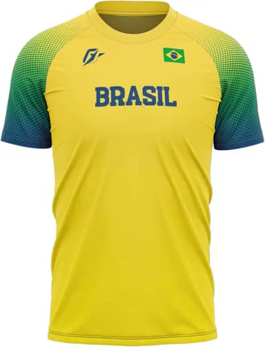 OverFame Camiseta Filtro UV Brasil - Masculina, Manga Longa, Amarela, PP a G2