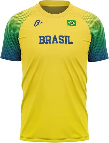 OverFame Camiseta Filtro UV Brasil - Masculina, Manga Longa, Amarela, PP a G2