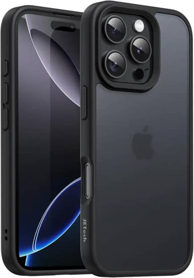JETech Capa Matte para iPhone 16 Pro 6,3 Polegadas, Case Proteção Contra Quedas de Nível Militar à Prova de Choque, Capinha Traseira Translúcida Fosca, Anti-Impressão Digital (Preto)
