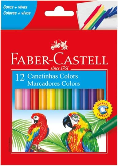 Canetinha com 12 Cores Estojo Cartão, Faber-Castell, 15.0112CZF, Multicor