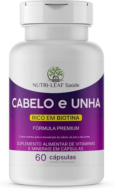 Cabelo e Unha – Com Biotina, Zinco, Colágeno e Nutrientes – Crescimento Capilar, Volume, Queda, Brilho e Pele Saudável – Fórmula Premium de Alta Absorção – NUTRI-LEAF Saúde