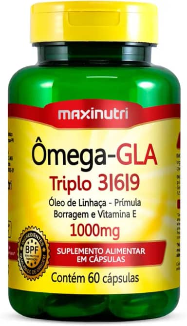 Ômega GLA Triplo 3/6/9 (Linhaça/Prímula/Borragem/Vit.E) - 60 Cáps., Maxinutri