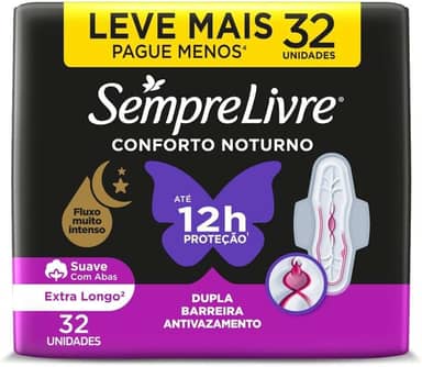 Sempre Livre Absorvente Externo Noturno Plus Noite e Dia Suave 32un Embalagem pode variar