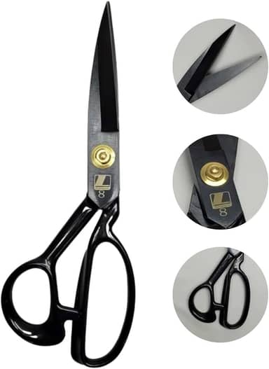 LANMAX Tesoura Alfaiate Costura Reforçada Titanium Profissional 8'' Preta