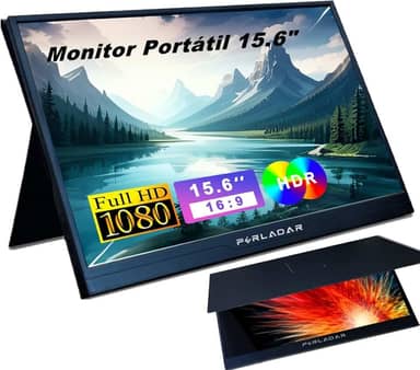 Monitor Portátil 15.6 polegadas FHD 1080 P USB C HDMI Gaming Ultra-Slim IPS Display w/Smart Cover & Speakers Monitor de Viagem Externo para Laptop PC Phone PS5 Xbox