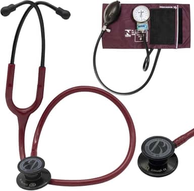 Kit Estetoscópio BIC Eternity + Esfigmomanômetro Pamed Com Bolsa - Enfermagem e Medicina (VINHO BLACK)