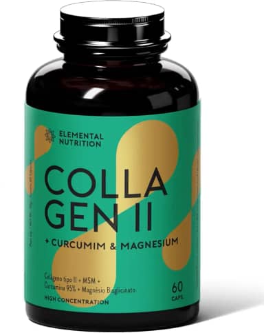 Colágeno tipo 2 com Cúrcuma e Magnésio Bisglicinato, Elemental Nutrition – 60 Cápsulas