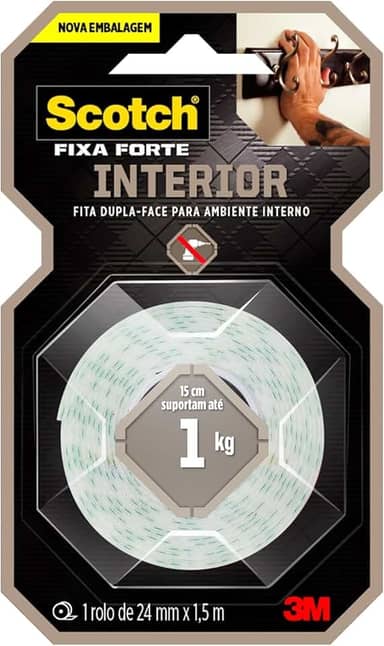 Scotch, 3M, Fixa Forte, Fita Dupla Face, Espuma, 24mm x 1,5m