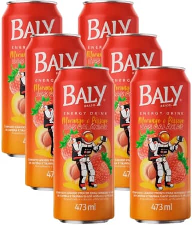 Baly Energético Morango e Pêssego 473ml Com 6 unidades