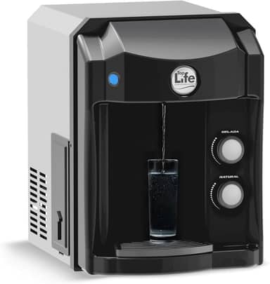 Purificador de Água Refrigerado Top Life HE OXI Preto com Ozônio, Filtro Alcalino pH Elevado e Compressor (220)