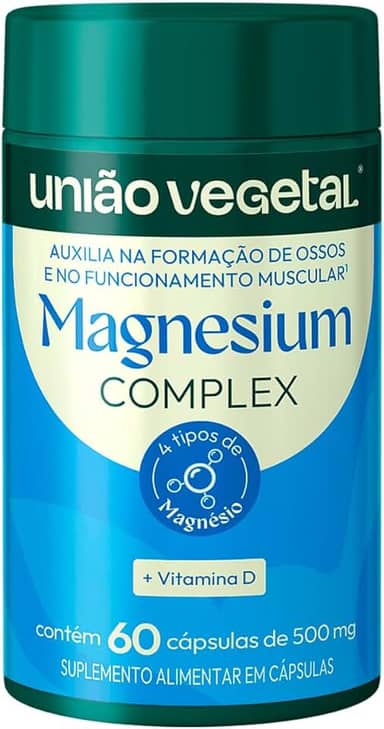 Magnésio Complex, 60 Cápsulas, Suplemento com Citrato, Malato, Bisglicinato, Taurato de Magnésio e Vitamina D3