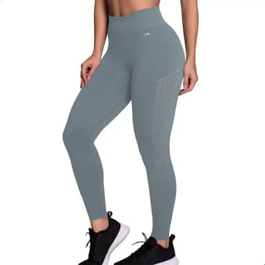 Legging Academia Poliamida Cintura Alta Microfuros Sem Costura Fitness Selene