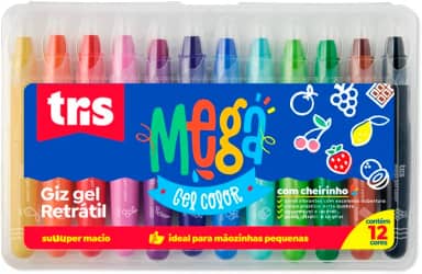 Giz De Cera Gizao Tris Retratil 12Cores Com Cheiro Estojo - 91709