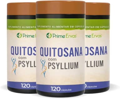 Kit 3x Quitosana com Psyllium 500mg 120 Cápsulas
