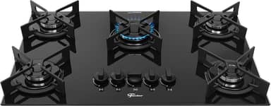 FISCHER COOKTOP À GÁS 5 BOCAS FIT LINE TREMPE IRON MESA VIDRO PRETO BIVOLT 36325-102672