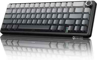 ATTACK SHARK X66 Teclado mecânico sem fio para jogos com botão, modo triplo USB-C/BT5.0/2.4G,com junta montada,60% RGB,teclas PBT impressas na lateral,hot swap strawberry switch(Moonlight)