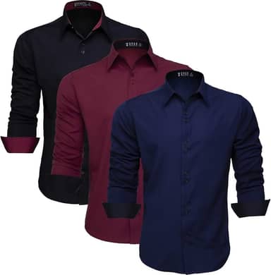 Kit 3 Camisa Masculina Slim Social Manga Longa Fácil de Passar 3K357