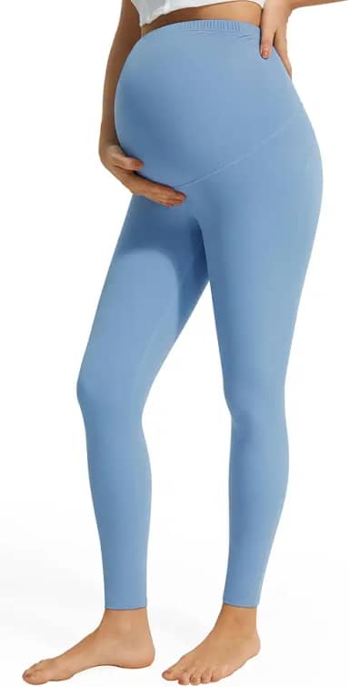 Leggings de maternidade sobre a barriga com bolsos leggings de gravidez não transparentes para treino