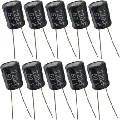 Capacitor Eletrolítico 220uF 50V - Kit 10 Peças
