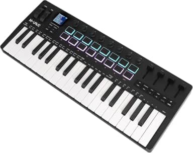 M-VAVE Teclado MIDI SMK-37 PRO 37 Teclas Sensíveis com Sintetizador DX-7 FM Integrado, Pads RGB, Arpeggiator, Sequenciador, Conexão USB e Bluetooth para Produção Musical, Home Studio e ao Vivo