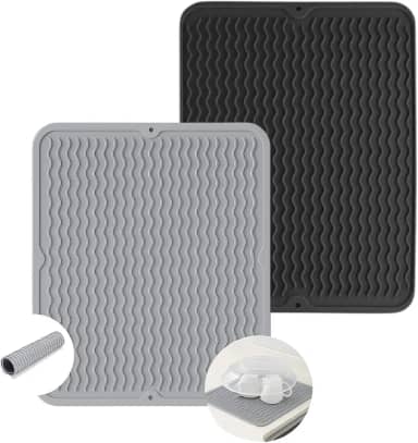 Tapete Escorredor de Louça Silicone Alta Absorção Antiderrapante Descanso de Panelas Resistente ao Calor Usado em Balcão Pia de Cozinha Forro de Geladeira ou Gaveta Ecológico Cor Variável Premium