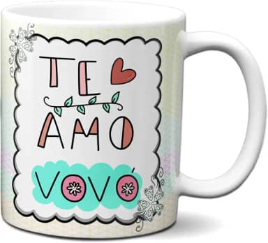 Caneca Dia Dos Avós Presente Te Amo Vovó 2x Mãe Amor (Branca)