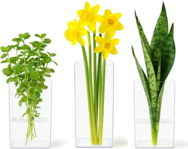 Kit 3 Vasos Decorativos para Flores e Plantas, Acrílico Transparente