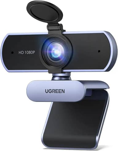 UGREEN Webcam Full HD 1080P com Microfone, Campo de Visão de 85°, Redução de Ruído, USB Plug and Play, Correção Automática de Luz, Adequada para Streaming/Conferência, Zoom/Skype/YouTube