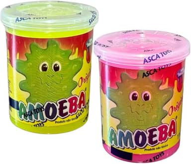 AMOEBA Kit 2 Geleca de Slime Original, Cores Diversas, Massa de Brincar Colorida