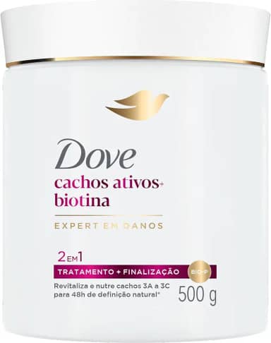 Dove Máscara Capilar 2 em 1 Cachos Ativos + Biotina 500g