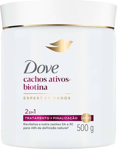 Dove Máscara Capilar 2 em 1 Cachos Ativos + Biotina 500g