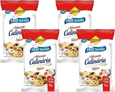 Kit 4 Adoçantes Culinário Diet P/ Bolos Pães Lowçucar 1Kg