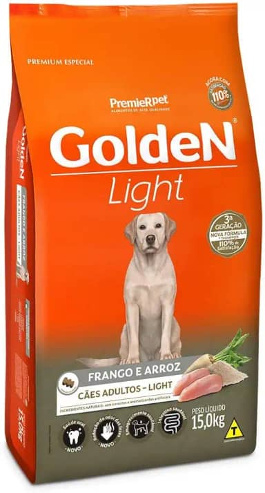Ração Golden Fórmula Light para Cães Adultos, 15kg Premier Pet Para Todas Grande Adulto,