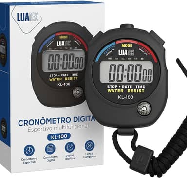 Cronômetro Digital Esportivo KL-100, Multifuncional, Display LCD, Resistente à Água, Com Função de Alarme Para Natação, Corrida e Outras Atividades