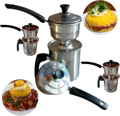 Cuscuzeira Individual Alumínio Polido para Cuscuz e Cozimento a Vapor – Utensílio de Cozinha Compacto e Prático – Ideal para 1 Pessoa – Resistente, Durável, Fácil de Limpar, Versátil, Rápido e Durável