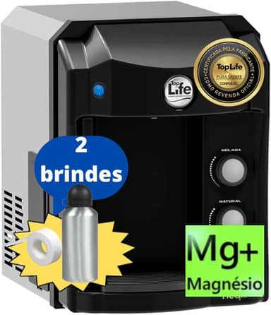 Filtro Purificador Água Gelada e Natural Super Alcalina Ionizada e com Ozônio adição sais minerais e Magnésio Mg+ (110, Preto)