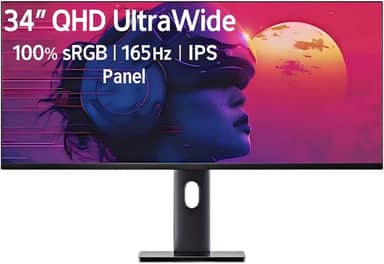 Monitor de computador UltraWide de 34 polegadas, tela IPS rápida 3440 x 1440, 165Hz, 1ms, 95% DCI-P3, compatível com FreeSync e G-SYNC, ideal para jogos, design e codificação, modo vertical