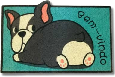 Tapete Capacho Decorativo Pets, 60x40cm, Poliéster Emborrachado, Antiderrapante, Para Porta de Entrada (CACHORRRO GORDINHO)