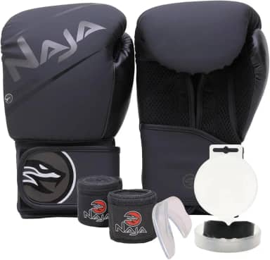 Kit Boxe/Muay Thai Naja Extreme + Par de Luvas + Protetor Bucal + Bandagem 3,5M