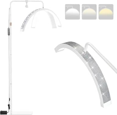 Ring Light Meia Lua Profissional LED para Cílios e Sobrancelhas, Luminaria Meia Lua Estetica Spa Arco Ajustavel, com Tripé (Branco)
