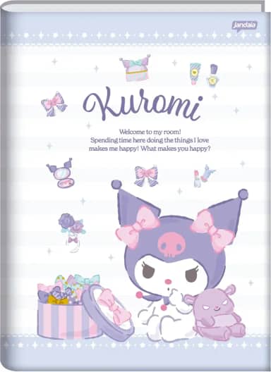 Kit de Cadernos Brochurão, Capa Dura, Kuromi, 80 Folhas, Embalagem com 5 Unidades, Jandaia